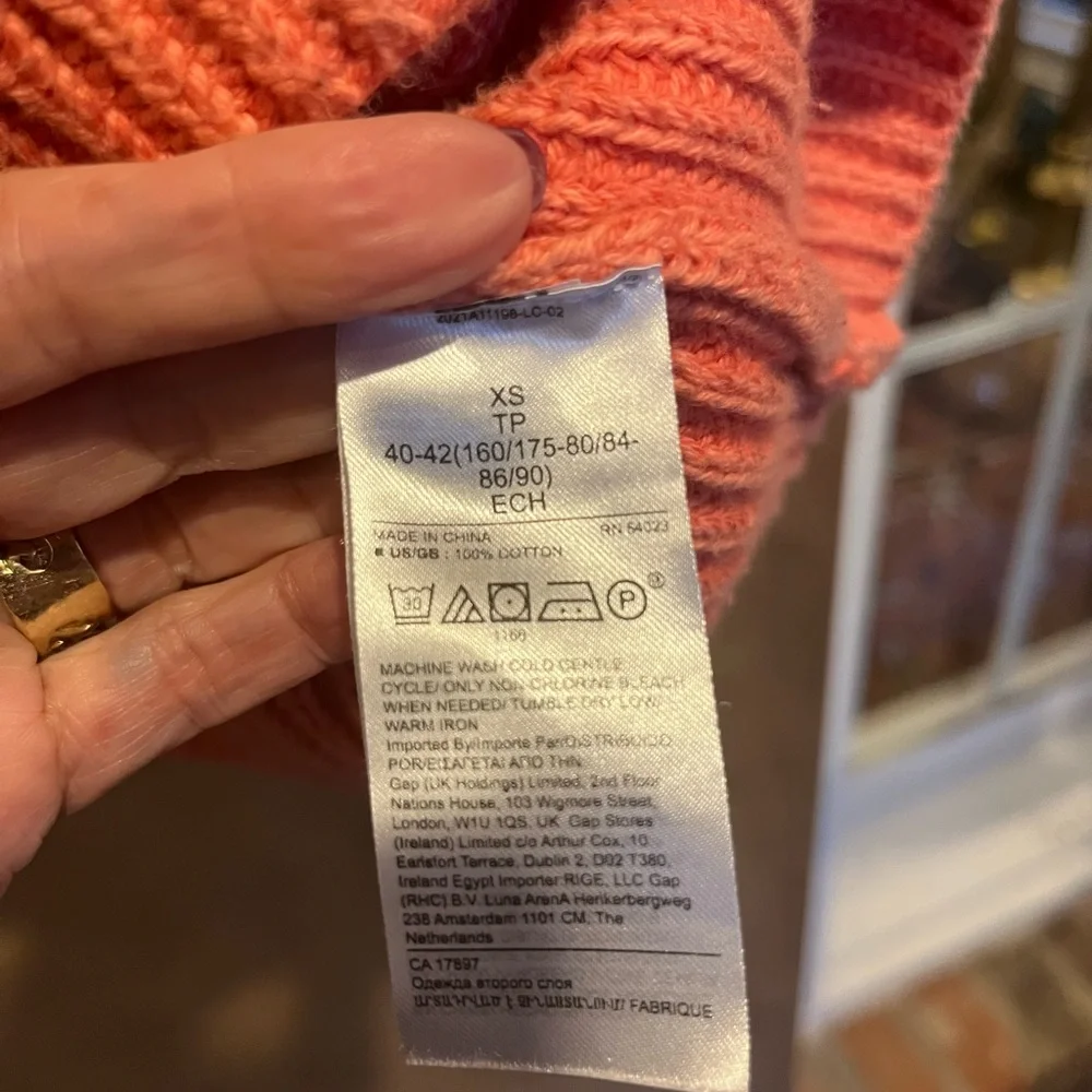 Banana Republic Sweater XS Coral Crew neck Cotton 80's Y2K Minimalist Capsule - Picture 8 of 9